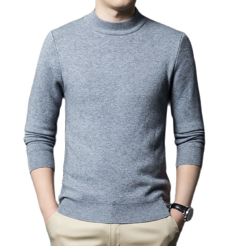 Φθινοπωρινό και Χειμώνα μονόχρωμο πουλόβερ με μονόχρωμη λεπτή εφαρμογή Unisex πουκάμισο με ζεστό κάτω μέρος Απλό πλεκτό πουλόβερ με μισό λαιμό