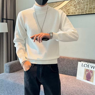 Nauji megztiniai Vyriški medvilniniai žieminiai šilti megzti vienspalviai drabužiai O formos kaklo megztiniai viršutiniai vyriški prekės ženklo drabužiai trikotažas Hombre B21