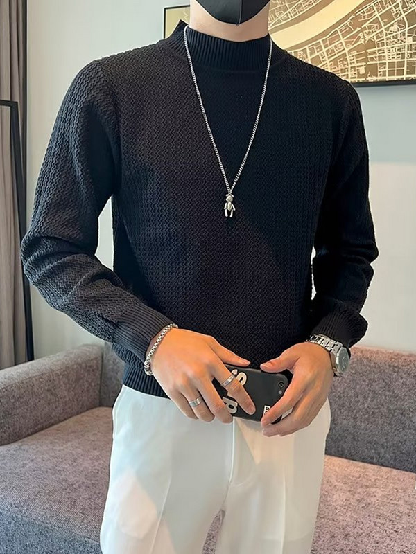 Nauji megztiniai Vyriški medvilniniai žieminiai šilti megzti vienspalviai drabužiai O formos kaklo megztiniai viršutiniai vyriški prekės ženklo drabužiai trikotažas Hombre B21