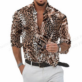 Hawaii košulje dugih rukava Muška modna košulja Leopard bluze Cuba bluza za plažu Muška odjeća Preokrenuti vocation Camisas