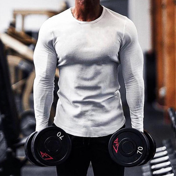 Ανδρικό πουλόβερ μακρυμάνικο μπλουζάκι μονόχρωμο Bodybuilding Φθινοπωρινό ανοιξιάτικο πουλόβερ casual μόδας πουκάμισο προπόνησης
