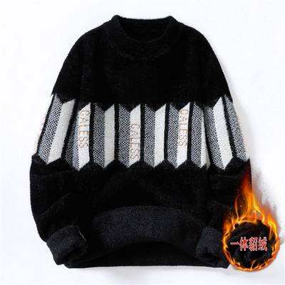 Novi muški pleteni pulover, ležerni na pruge, muški široki, ležerni pulover, pulover odgovarajuće boje, pleteni puloveri s okruglim izrezom B81