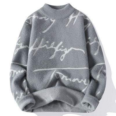 Novi muški pleteni pulover, ležerni na pruge, muški široki, ležerni pulover, pulover odgovarajuće boje, pleteni puloveri s okruglim izrezom B81