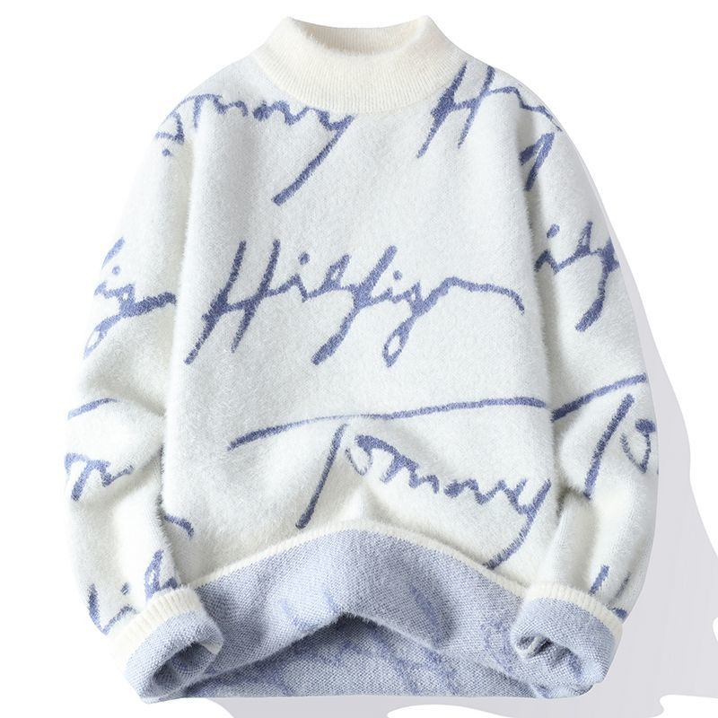 Novi muški pleteni pulover, ležerni na pruge, muški široki, ležerni pulover, pulover odgovarajuće boje, pleteni puloveri s okruglim izrezom B81