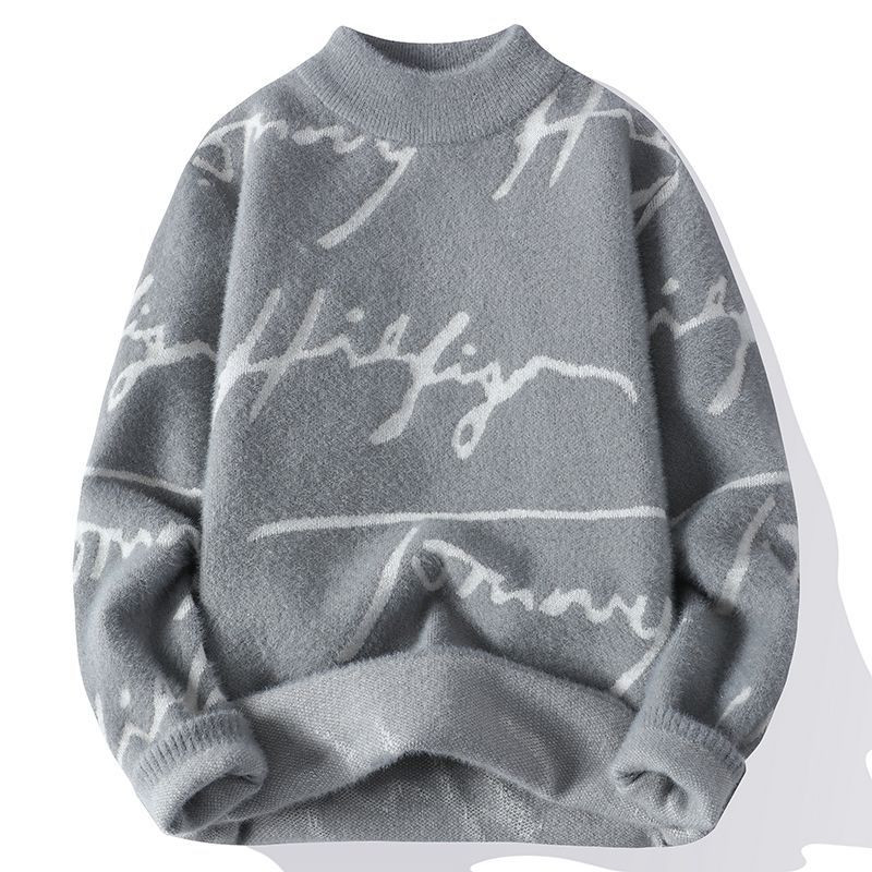 Novi muški pleteni pulover, ležerni na pruge, muški široki, ležerni pulover, pulover odgovarajuće boje, pleteni puloveri s okruglim izrezom B81