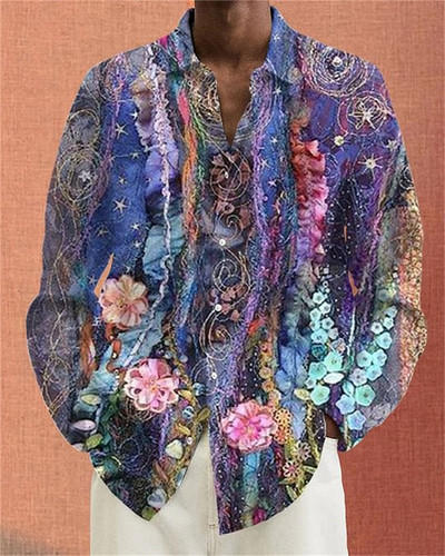 2023. aasta uus moodne meeste kvaliteetne vabaaja polokraega pikkade varrukatega särk Creative Butterfly Print Pehmest ja tervislikust materjalist top