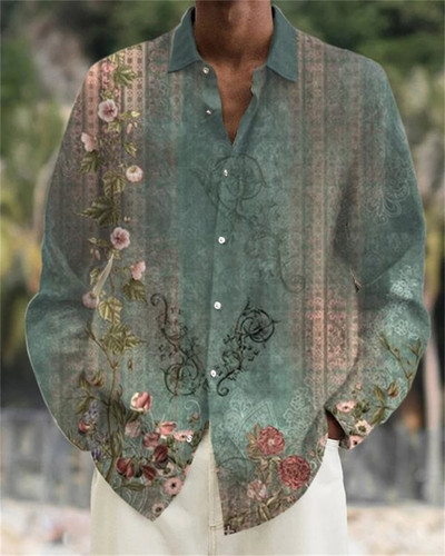 2023. aasta uus moodne meeste kvaliteetne vabaaja polokraega pikkade varrukatega särk Creative Butterfly Print Pehmest ja tervislikust materjalist top