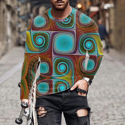 Euroopa ja Ameerika populaarne vaba aja meeste spordiala 3D digitaalprintimise t-särk tänavatrend 3D printimine pikkade varrukatega t-särk 2022