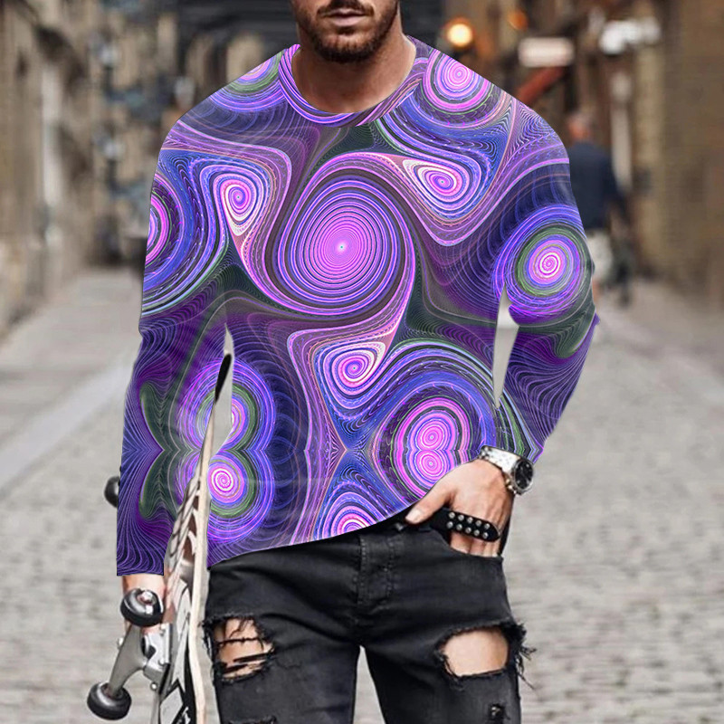 Euroopa ja Ameerika populaarne vaba aja meeste spordiala 3D digitaalprintimise t-särk tänavatrend 3D printimine pikkade varrukatega t-särk 2022