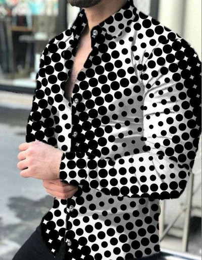 Košulje s trodimenzionalnom grafikom Muška modna košulja dugih rukava Havajske košulje Cuba Bluza za plažu Muška odjeća Muške majice na rukave Y2k