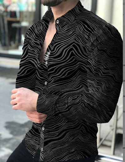 Košulje s trodimenzionalnom grafikom Muška modna košulja dugih rukava Havajske košulje Cuba Bluza za plažu Muška odjeća Muške majice na rukave Y2k