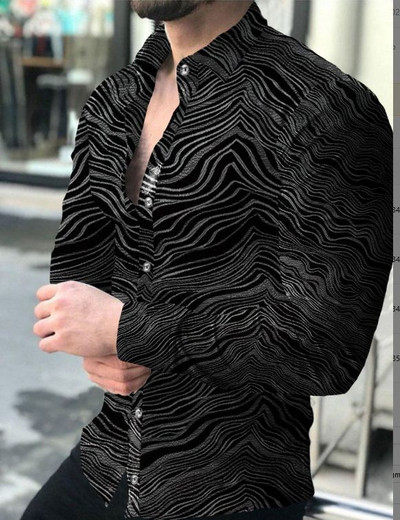 Košulje s trodimenzionalnom grafikom Muška modna košulja dugih rukava Havajske košulje Cuba Bluza za plažu Muška odjeća Muške majice na rukave Y2k