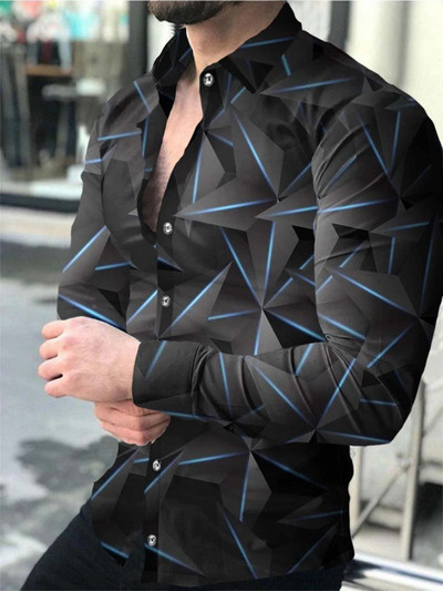 Košulje s trodimenzionalnom grafikom Muška modna košulja dugih rukava Havajske košulje Cuba Bluza za plažu Muška odjeća Muške majice na rukave Y2k