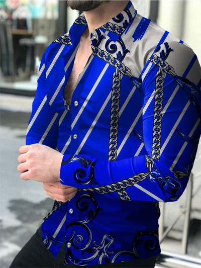 Košulje s trodimenzionalnom grafikom Muška modna košulja dugih rukava Havajske košulje Cuba Bluza za plažu Muška odjeća Muške majice na rukave Y2k