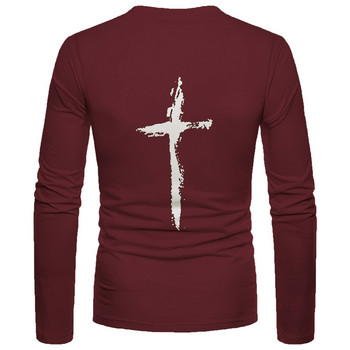 Ανδρικό μπλουζάκι Casual Fashion Φθινόπωρο Χειμώνας 3D Εκτύπωση Μόδας σταυρός με στρογγυλή λαιμόκοψη ανδρικό μακρυμάνικο 2021