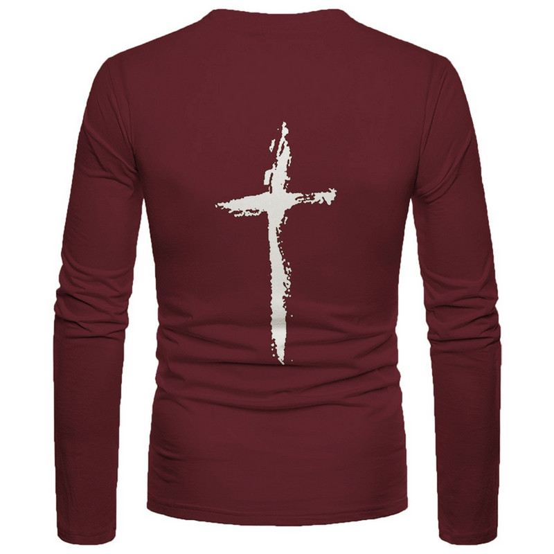 Ανδρικό μπλουζάκι Casual Fashion Φθινόπωρο Χειμώνας 3D Εκτύπωση Μόδας σταυρός με στρογγυλή λαιμόκοψη ανδρικό μακρυμάνικο 2021
