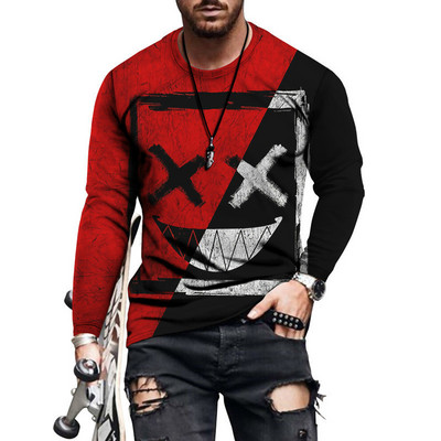 2022 νέο καλοκαιρινό ανδρικό μπλουζάκι hip-hop τρισδιάστατο νέο καρτούν εκτύπωσης τρισδιάστατων μοτίβων με μακριά μανίκια casual σπορ μόδας