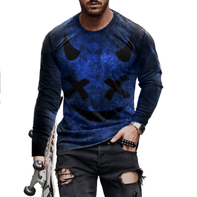 2022 νέο καλοκαιρινό ανδρικό μπλουζάκι hip-hop τρισδιάστατο νέο καρτούν εκτύπωσης τρισδιάστατων μοτίβων με μακριά μανίκια casual σπορ μόδας