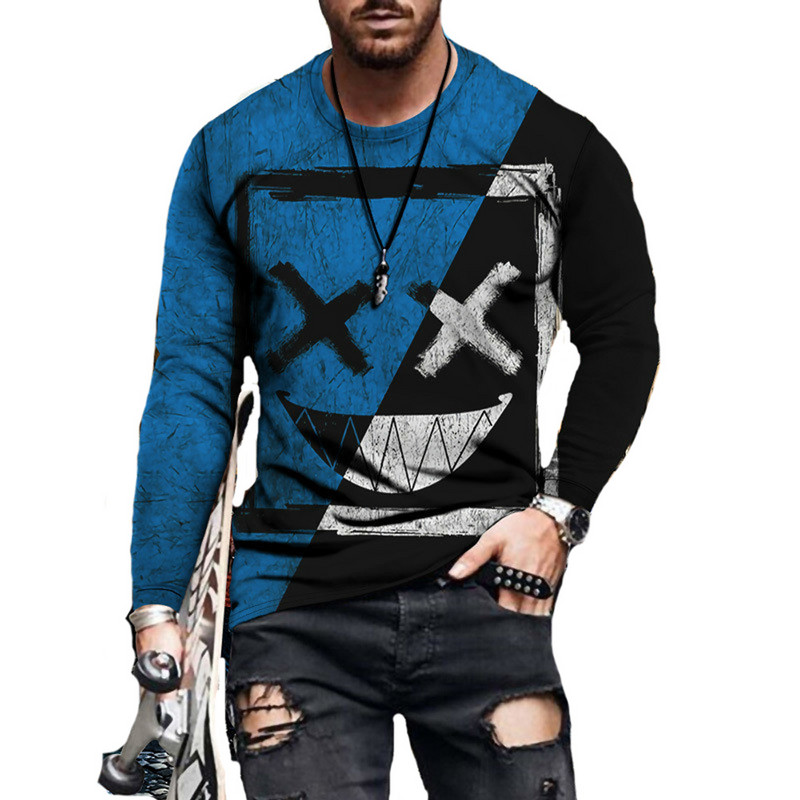 2022 νέο καλοκαιρινό ανδρικό μπλουζάκι hip-hop τρισδιάστατο νέο καρτούν εκτύπωσης τρισδιάστατων μοτίβων με μακριά μανίκια casual σπορ μόδας