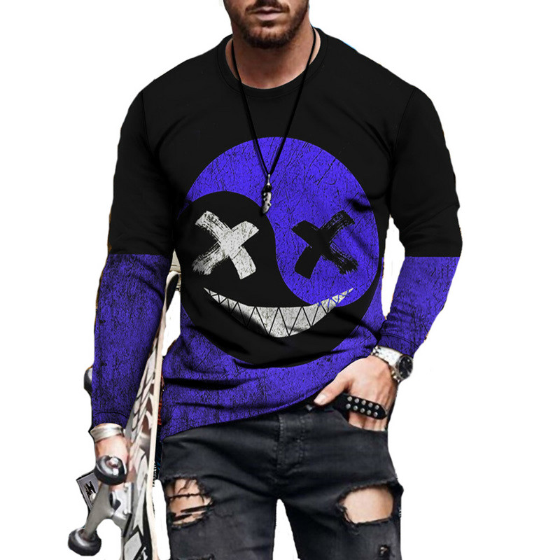 2022 νέο καλοκαιρινό ανδρικό μπλουζάκι hip-hop τρισδιάστατο νέο καρτούν εκτύπωσης τρισδιάστατων μοτίβων με μακριά μανίκια casual σπορ μόδας