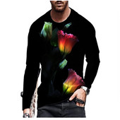 2021. aasta uus Euroopa ja Ameerika suvine hip-hop meeste 3D T-särk uus koomiksitrükk rooside pikkade varrukatega vabaaja moespordialad