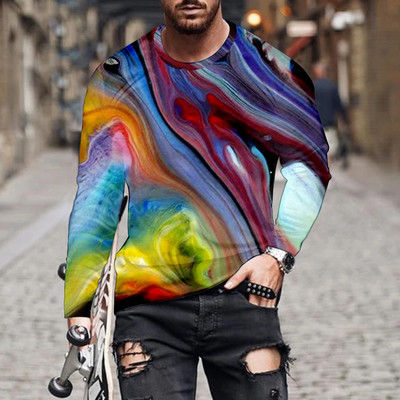 Ευρωπαϊκά και αμερικανικά δημοφιλή ανδρικά αθλητικά μπλουζάκια αναψυχής 3d ψηφιακή εκτύπωση μπλουζάκι street trend 3d printing μακρυμάνικο μπλουζάκι 2022