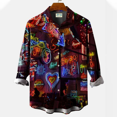 Uus meeste pikkade varrukatega särk Sügisnööbiga äriline vabaajarõivastega meeste retrovärvsärk meestele T-särk Streetwear pluus