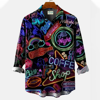 Uus meeste pikkade varrukatega särk Sügisnööbiga äriline vabaajarõivastega meeste retrovärvsärk meestele T-särk Streetwear pluus