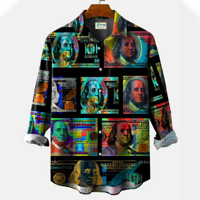 Uus meeste pikkade varrukatega särk Sügisnööbiga äriline vabaajarõivastega meeste retrovärvsärk meestele T-särk Streetwear pluus