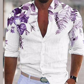 Uued luksuslikud meeste särgid, lahtikäiva kraega särk vabaaja lilleprintidega 2023 pikkade varrukatega topid Meeste riided Klubi peokardigan