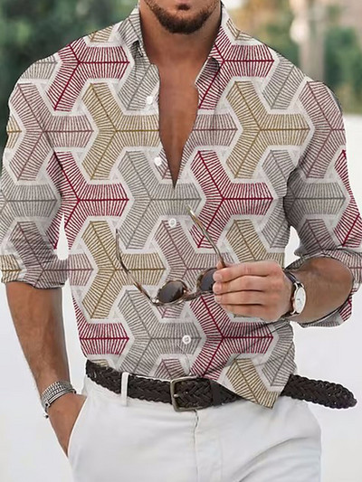 Uued luksuslikud meeste särgid, lahtikäiva kraega särk vabaaja lilleprintidega 2023 pikkade varrukatega topid Meeste riided Klubi peokardigan