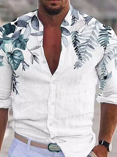 Uued luksuslikud meeste särgid, lahtikäiva kraega särk vabaaja lilleprintidega 2023 pikkade varrukatega topid Meeste riided Klubi peokardigan