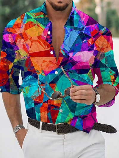 Uued luksuslikud meeste särgid, lahtikäiva kraega särk vabaaja lilleprintidega 2023 pikkade varrukatega topid Meeste riided Klubi peokardigan