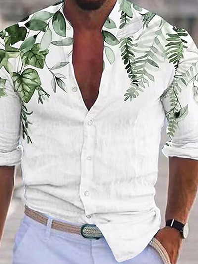 Uued luksuslikud meeste särgid, lahtikäiva kraega särk vabaaja lilleprintidega 2023 pikkade varrukatega topid Meeste riided Klubi peokardigan