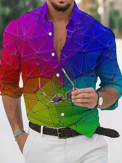 Uued luksuslikud meeste särgid, lahtikäiva kraega särk vabaaja lilleprintidega 2023 pikkade varrukatega topid Meeste riided Klubi peokardigan