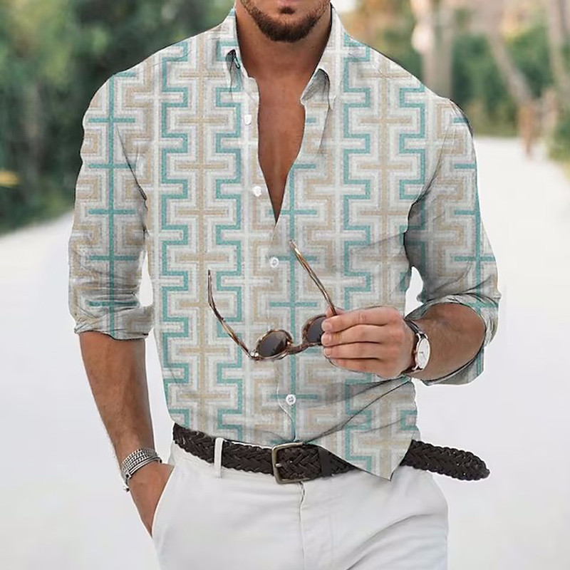 Uued luksuslikud meeste särgid, lahtikäiva kraega särk vabaaja lilleprintidega 2023 pikkade varrukatega topid Meeste riided Klubi peokardigan