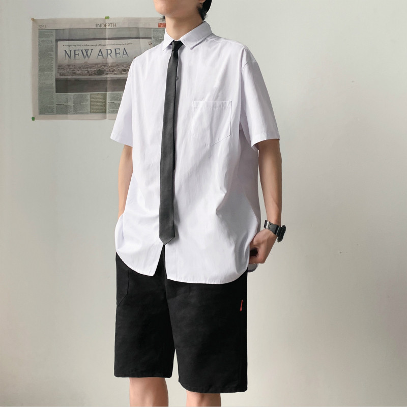 Ανδρικά πουκάμισα με μακρυμάνικο πουκάμισο με γυριστό γιακά Λευκό Μεγάλο μέγεθος 5XL Κορεάτικο Σχολείο Μαθητές Ανδρικά Preppy-style Trendy Casual Form