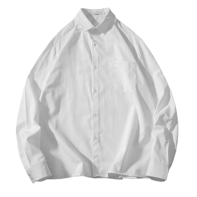 Ανδρικά πουκάμισα με μακρυμάνικο πουκάμισο με γυριστό γιακά Λευκό Μεγάλο μέγεθος 5XL Κορεάτικο Σχολείο Μαθητές Ανδρικά Preppy-style Trendy Casual Form