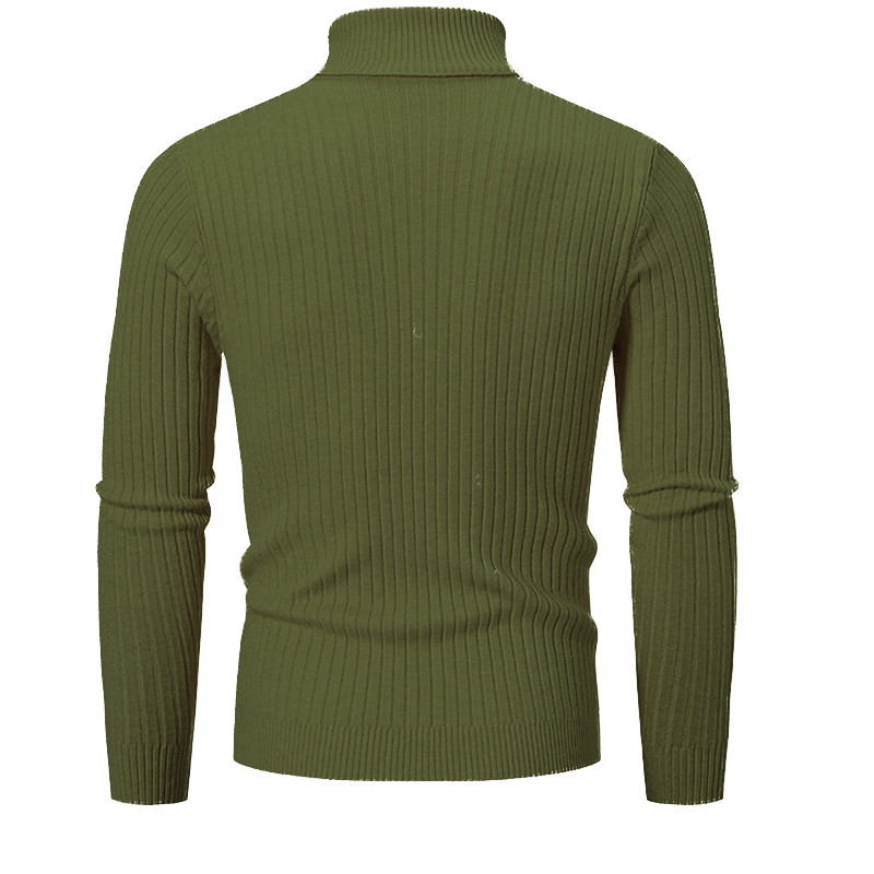 Muška jesenska i zimska donja majica s visokim izrezom, uska majica s dugim rukavima, jednobojni trend
