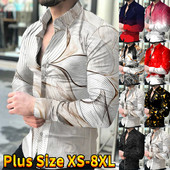 Ανδρικό μακρυμάνικο πουκάμισο με νέο γιακά μόδας Slim, μη σιδερένιο πουκάμισο εργασίας Ανδρικό πουκάμισο με κουμπιά επάνω Ανδρικό πουκάμισο λουλουδιών XS-8XL