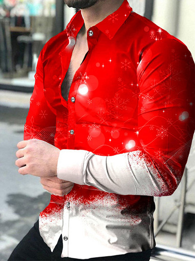 Ανδρικό μακρυμάνικο πουκάμισο με νέο γιακά μόδας Slim, μη σιδερένιο πουκάμισο εργασίας Ανδρικό πουκάμισο με κουμπιά επάνω Ανδρικό πουκάμισο λουλουδιών XS-8XL