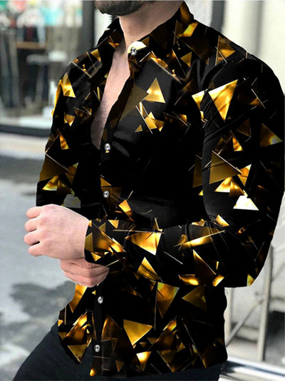 Ανδρικό μακρυμάνικο πουκάμισο με νέο γιακά μόδας Slim, μη σιδερένιο πουκάμισο εργασίας Ανδρικό πουκάμισο με κουμπιά επάνω Ανδρικό πουκάμισο λουλουδιών XS-8XL