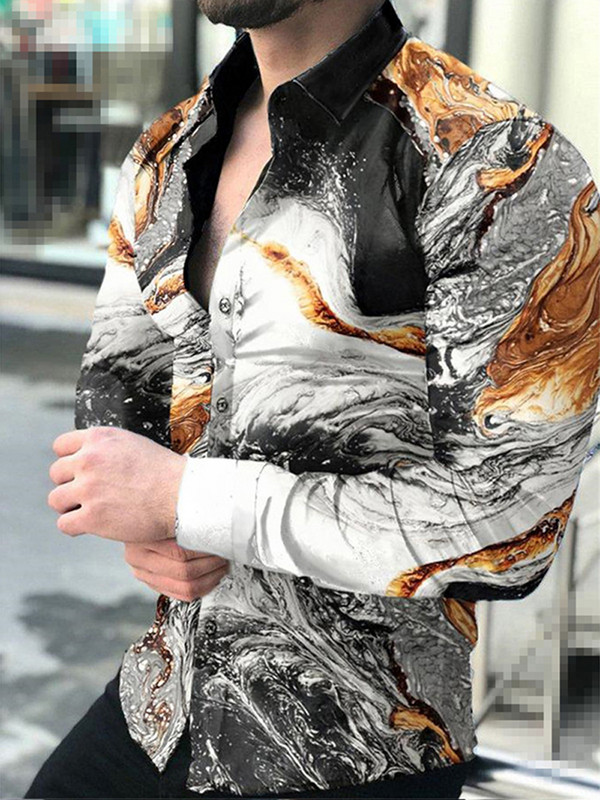 Ανδρικό μακρυμάνικο πουκάμισο με νέο γιακά μόδας Slim, μη σιδερένιο πουκάμισο εργασίας Ανδρικό πουκάμισο με κουμπιά επάνω Ανδρικό πουκάμισο λουλουδιών XS-8XL