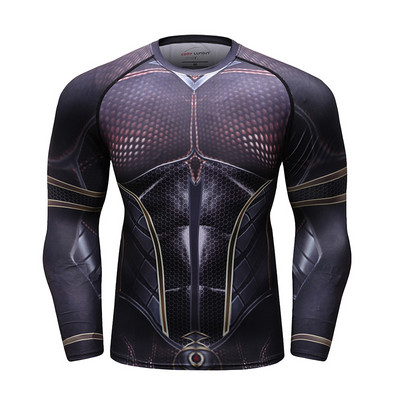 Υψηλής ποιότητας Dragon 3d Printing Cool BJJ Rashguard Compression Skinny μακρυμάνικο πουκάμισα που απομακρύνουν την υγρασία Μυώδεις ανδρικές μπλούζες