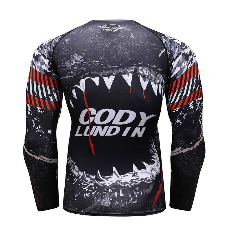 Υψηλής ποιότητας Dragon 3d Printing Cool BJJ Rashguard Compression Skinny μακρυμάνικο πουκάμισα που απομακρύνουν την υγρασία Μυώδεις ανδρικές μπλούζες