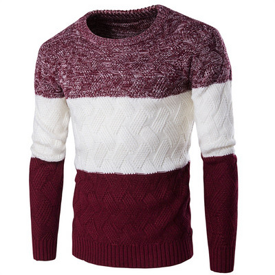 Muški džemperi za jesen i zimu 2023. Zadebljani topli džemperi s blokiranim bojama Pleteni puloveri Termo majice