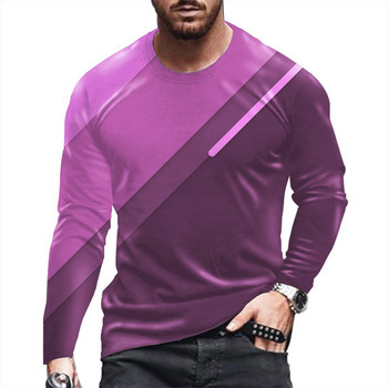 Νέο ανδρικό μακρυμάνικο τρισδιάστατο μπλουζάκι 2022, αφηρημένο, χρωματιστό, χαλαρό, αθλητικό, τοπ πανκ στιλ με λαιμόκοψη
