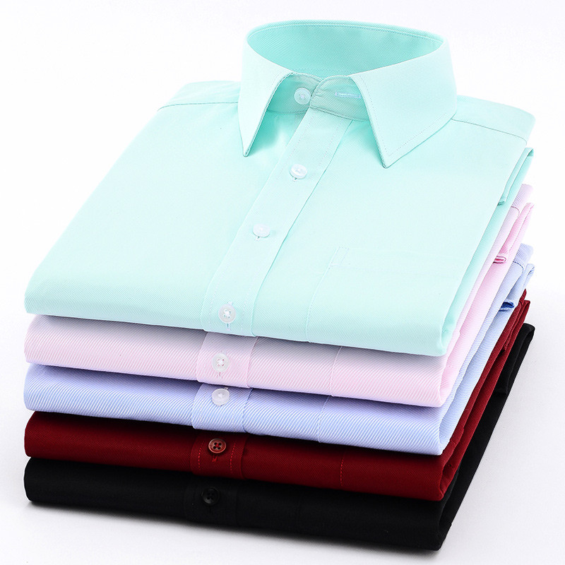 Muške klasične jednobojne osnovne košulje dugih rukava, udobne, mekane, formalne poslovne uredske bijele košulje standardnog kroja od kepera
