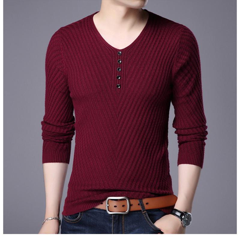 2023 Φθινόπωρο Νέα Μόδα Νέων Κορεατικής Έκδοσης Ευέλικτο πουλόβερ με λαιμόκοψη V-λαιμόκοψη Casual πλεκτά Ανδρικά πλεκτά με φαρδύ κάτω μέρος