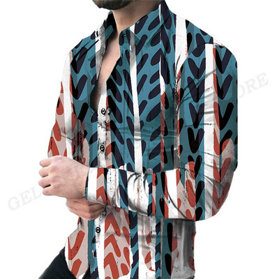 Havajske košulje Harajuku Muška modna košulja dugih rukava Bluza za plažu Muška odjeća Bluze za zanimanje Cvjetne majice na rukavima Ulična odjeća